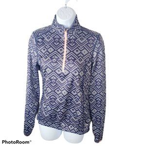 Marika tek athletic  Small mock neck zip up top grey pink sweatshirt